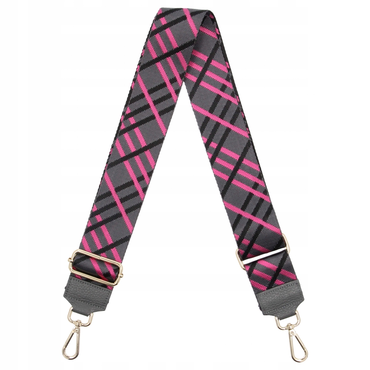 Modny Pasek Do Torebki H06 Szary/Fuksjowy