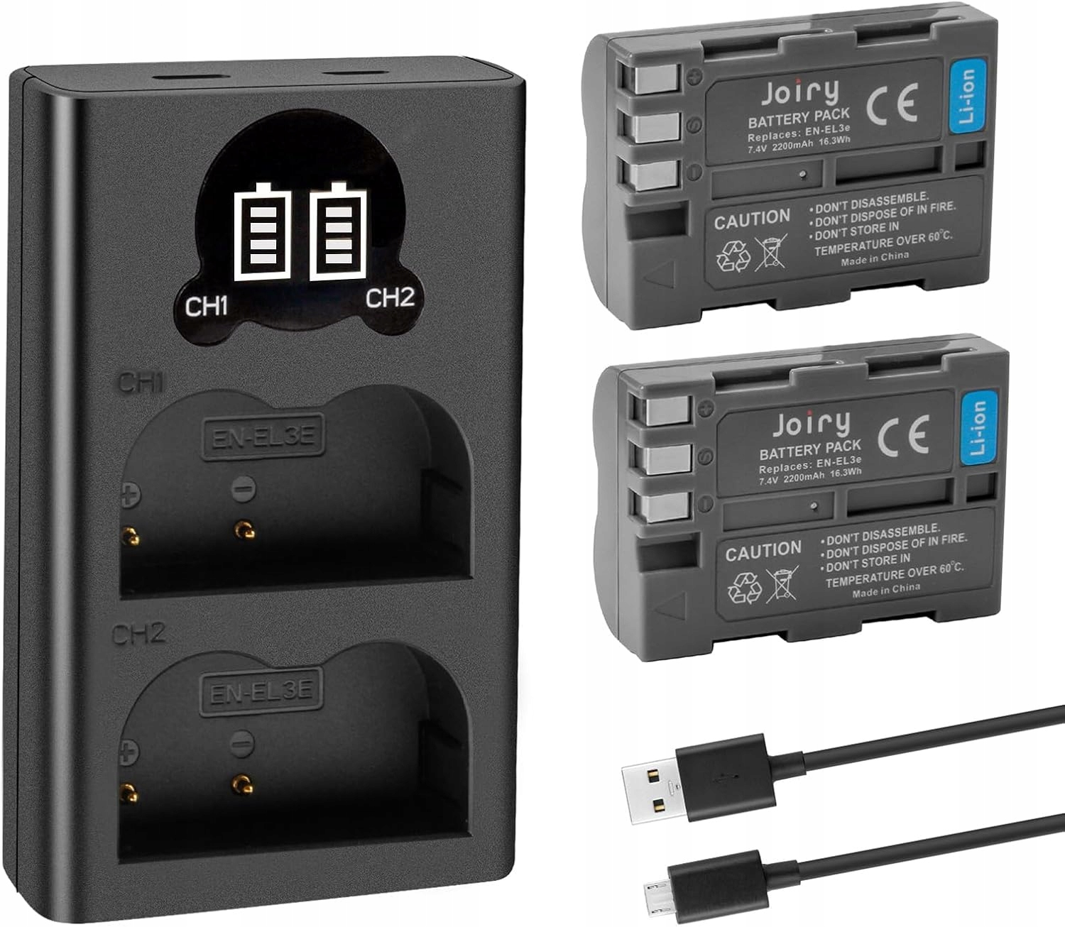 Nabíječka Joiry Sada 2X 2200 Mah Usb-c Kompatibilní S Nikonem Přenosná