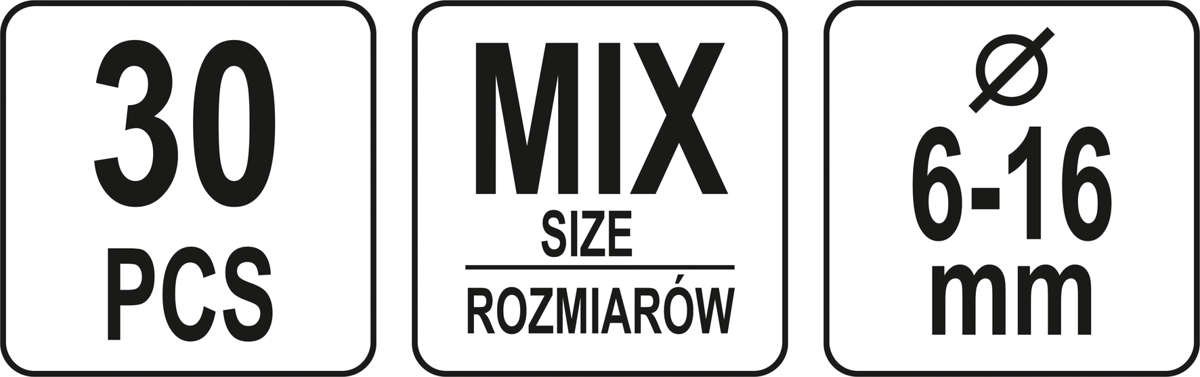 ZESTAW OBEJM SKRĘCANYCH DO PRZEWODÓW 30 SZT Waga produktu z opakowaniem jednostkowym 0.35 kg