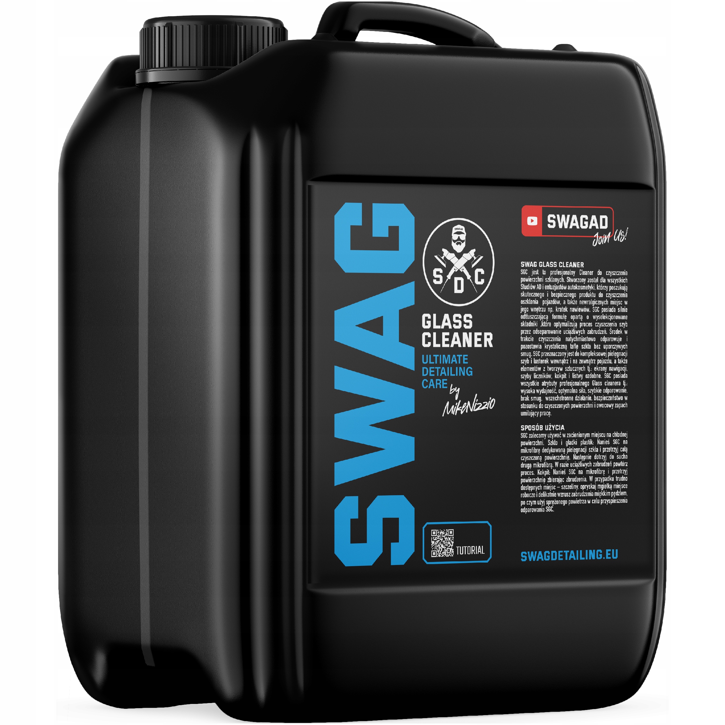 Swag Glass Cleaner 5L Płyn Do Czyszczenia Mycia Szyb Szkła Mocno Odtłuszcza
