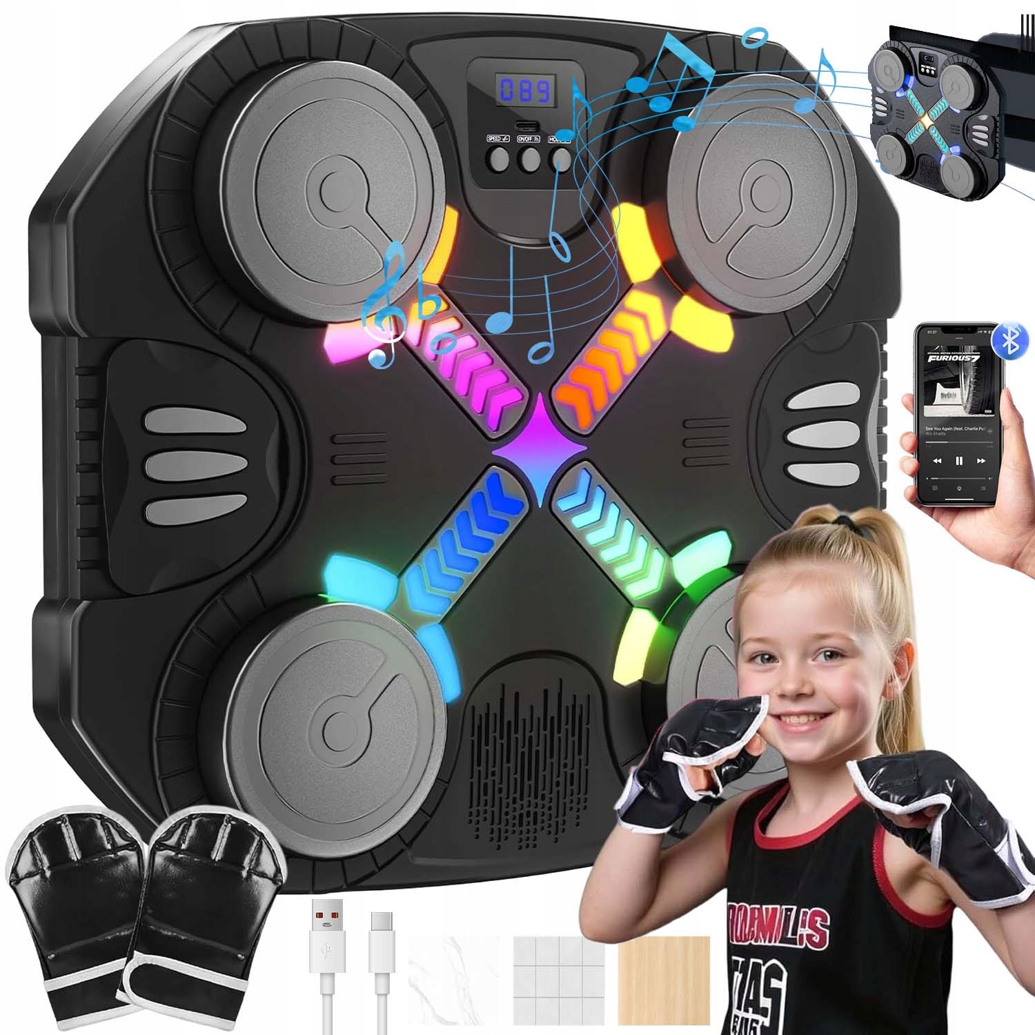 Tréninková Boxerská Deska Music Box Machine Bluetooth Pro Děti Rukavice