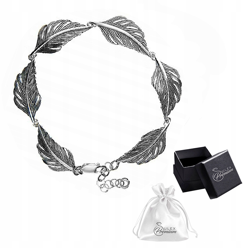 Stříbrný náramek ryzost 925 Elegantní Oxidovaný náramek Pírka