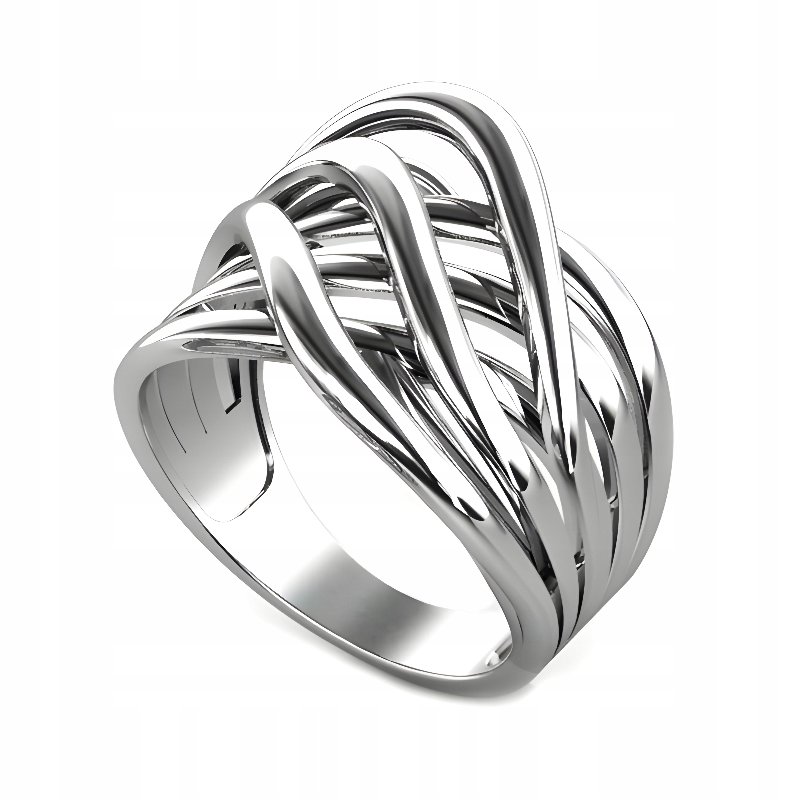 Stříbrný Prstýnek 925 Elegantní dámský ažurový prostorový splétaný vel. 20