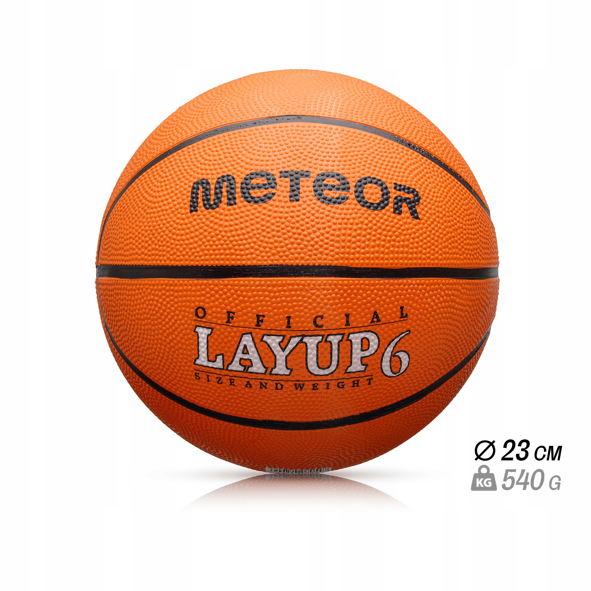PIŁKA KOSZOWA DO KOSZYKÓWKI METEOR LAYUP JUNIOR/DAMSKA #6 pomarańczowa Waga 53-550 g
