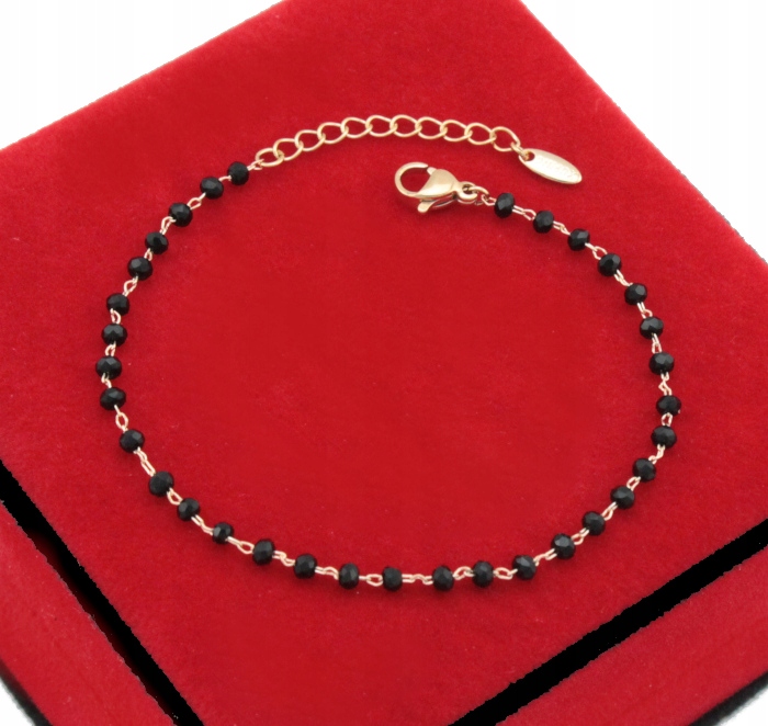 

Bransoletka Czarne Koraliki 18 Krt Xuping