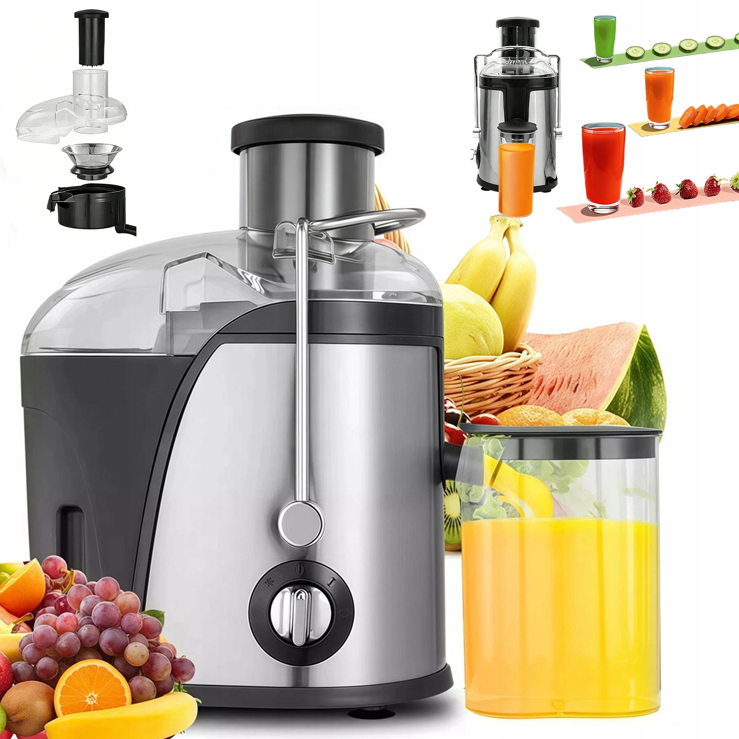 Odšťavňovač 1500 W S Nádobou 350 ML A Zásobníkem Na Dužinu 1 L