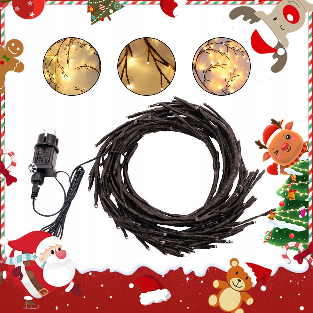 Světelný Řetěz 144 Led Strom Teple Bílý Usb Časovač Dálkové Ovládání Do Pokoje