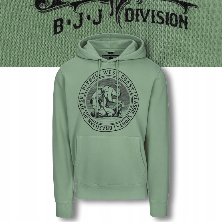 Pánská Mikina s kapucí Pitbull Vintage Bjj Kapuce Potisk Tepláková Mikina