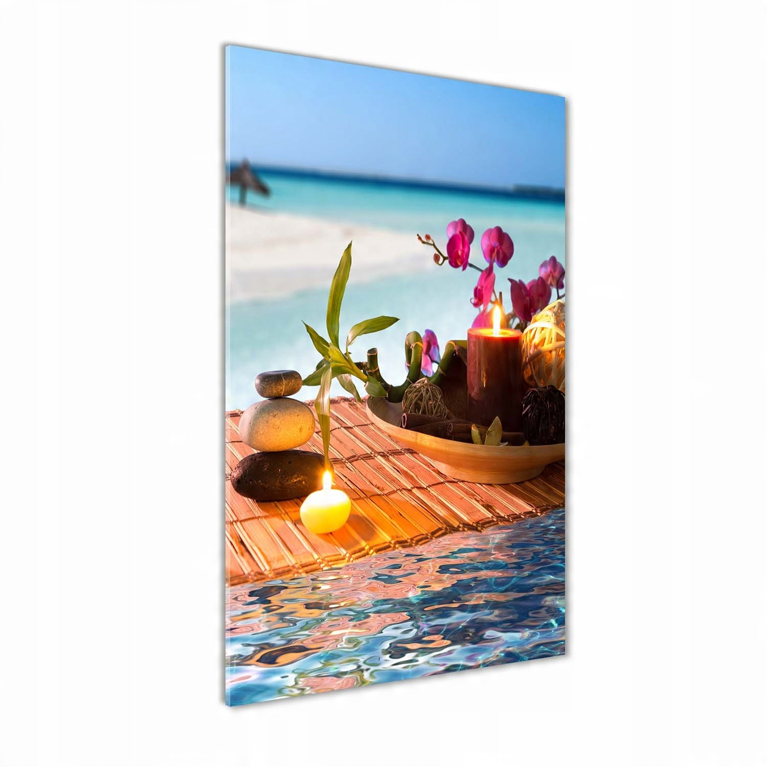 

Foto obraz na szkle Orchidea i bambus 70x140 cm