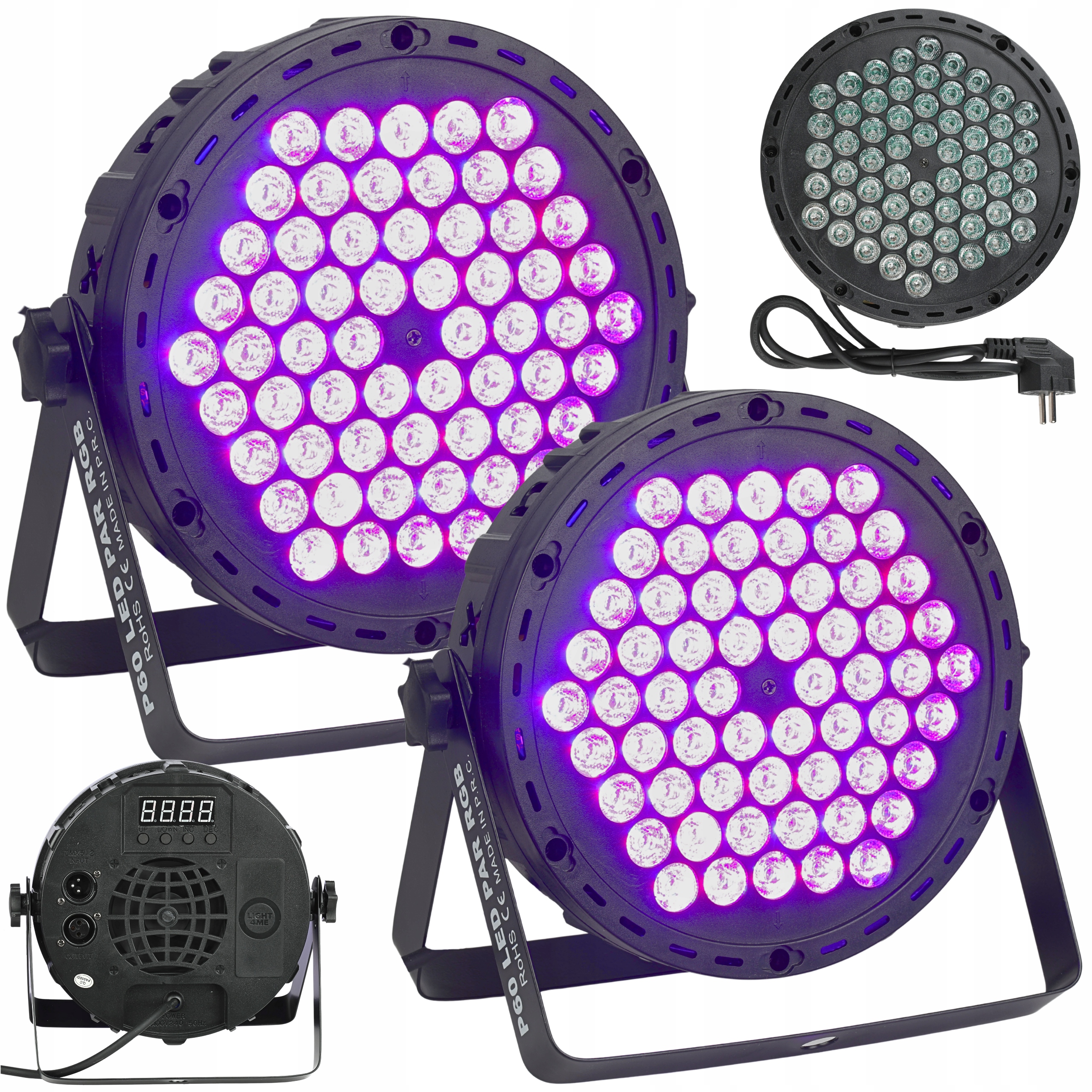 2x Scénický Reflektor Kolorofon Par Led Světelný Efekt Disco 60 Diod Rgb