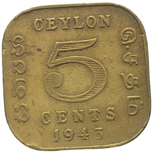 45028. Cejlon, 5 centów, 1943r.