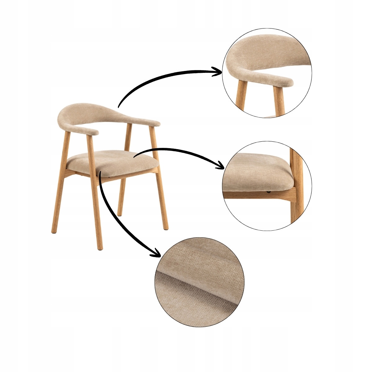 Čalúnená Béžová Stolička Do Kuchyne A Jedálne V obývacej izbe s podrúčkami