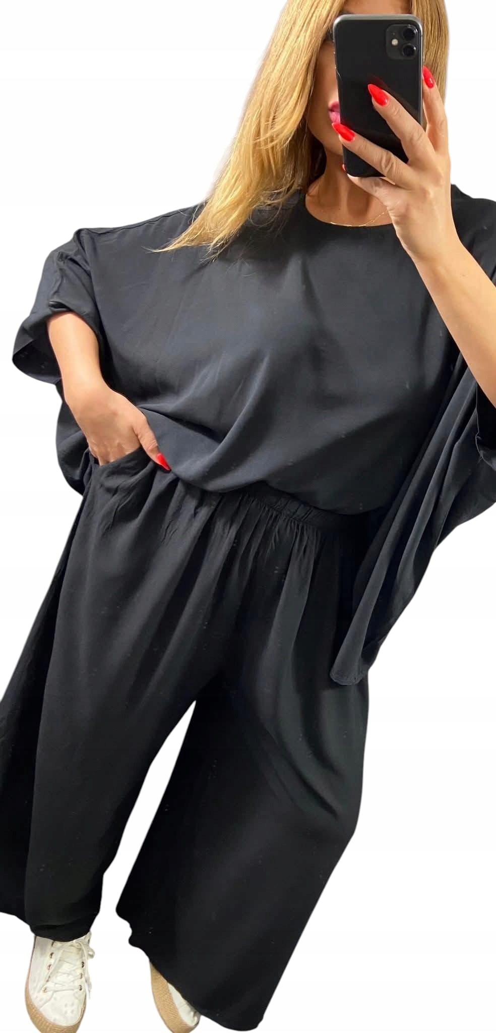 Z0006 Dvoudílný Komplet S Kalhotami Oversize Černý vel. 52 (6XL)