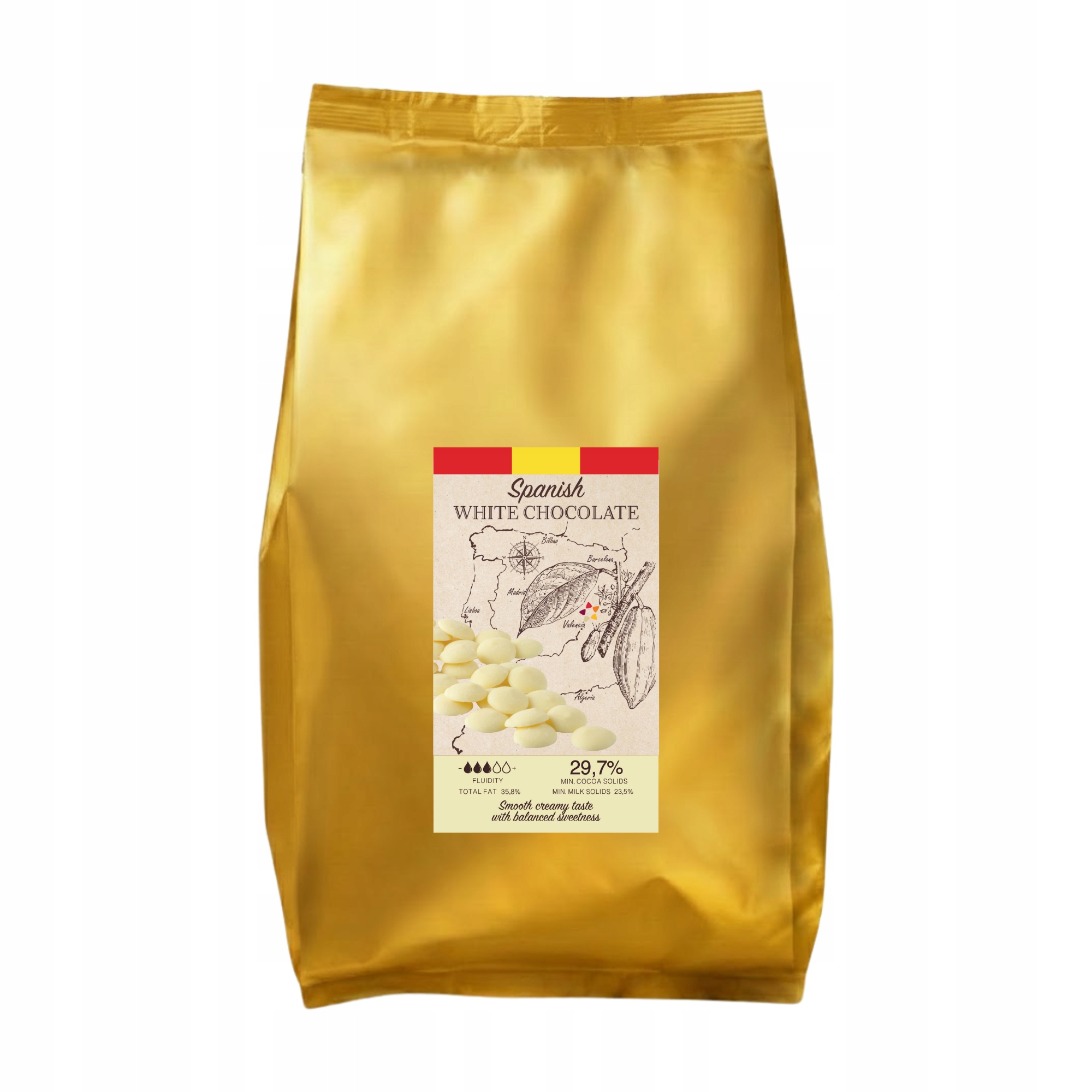 Levně Čokoláda Bílá španělská 29,7% kakaové máslo Cacao Mill 5 kg