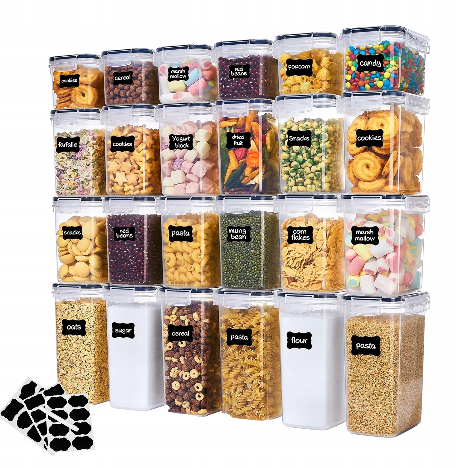 Kuchyňské Sklenice Na Skladování S Silikonovým Víkem MIX Velikostí 24KS