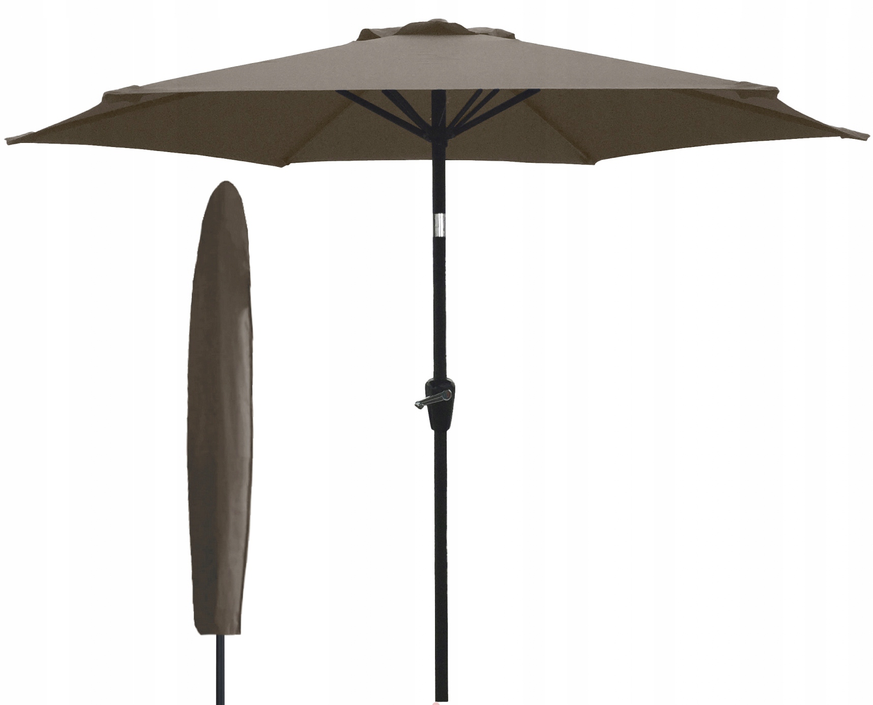 Regulowany Parasol Tarasowy Ogrodowy 300cm Duży Solidny Pokrowiec Beżowy