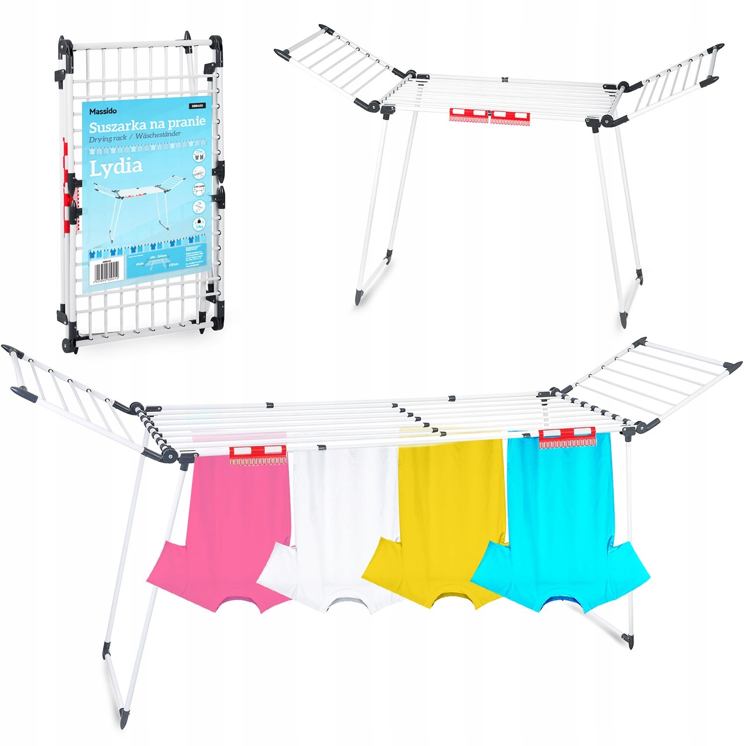 Levně Sušák Na Prádlo Stojící Rozkládací Lydia 27 Mb Bílá