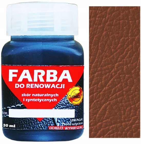 Brązowa Farba Renowacja Skór Tapicerki Skóry Brązowy Brąz Naturalny 30ml