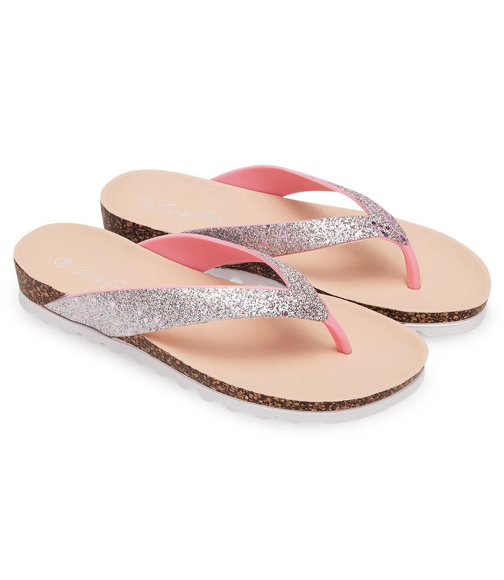 RÓŻOWE JAPONKI DAMSKIE BROKATOWE NA KORKU 37 Rozmiar 37