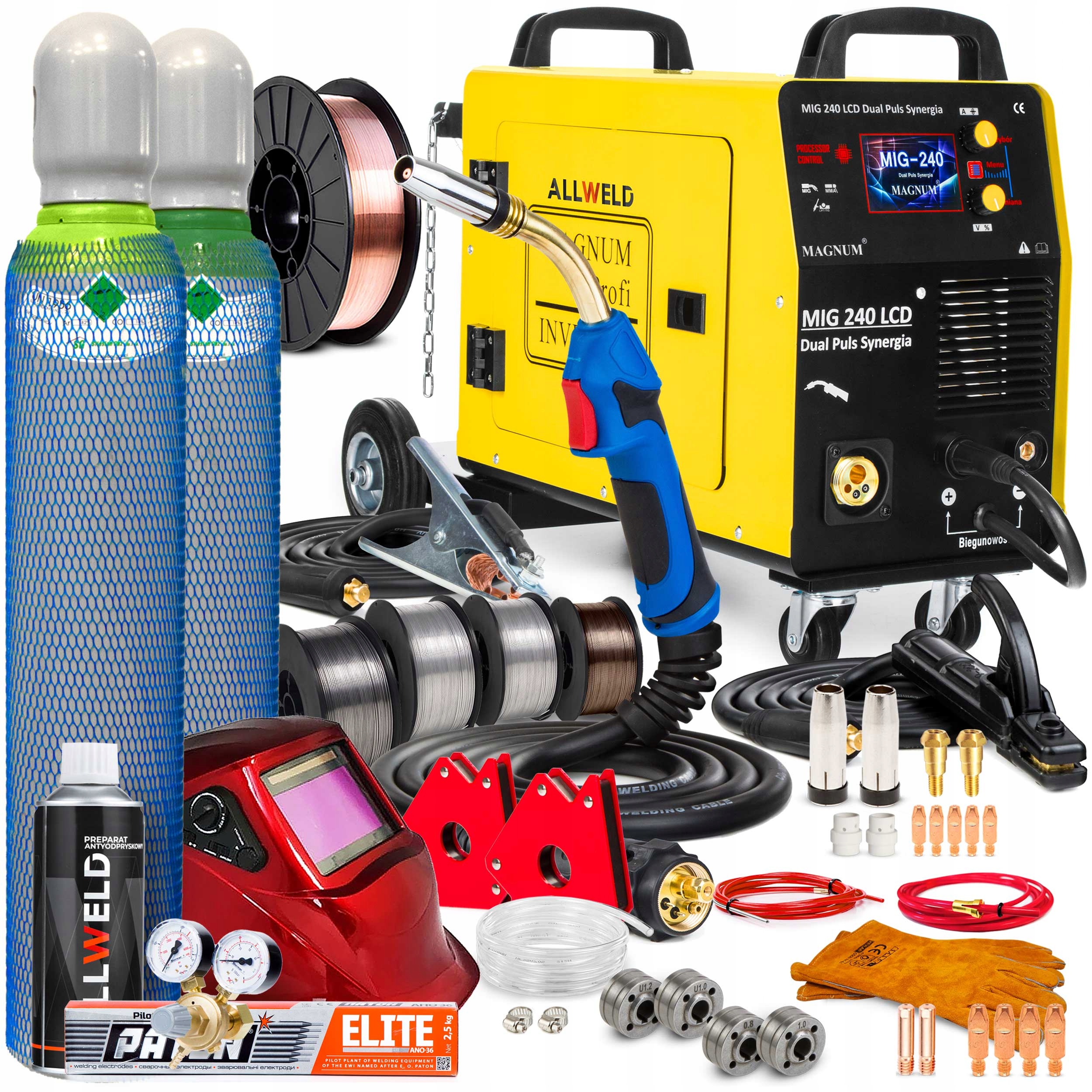 Poloautomatický Svařovací Stroj Magnum Mig 240 LCD Dual Puls Synergie 3V1