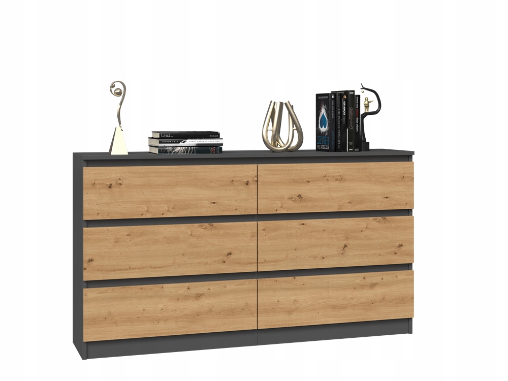 Komoda Malwa M6/140 Antracyt/Dąb Artisan Nowoczesny Styl i Funkcjonalność