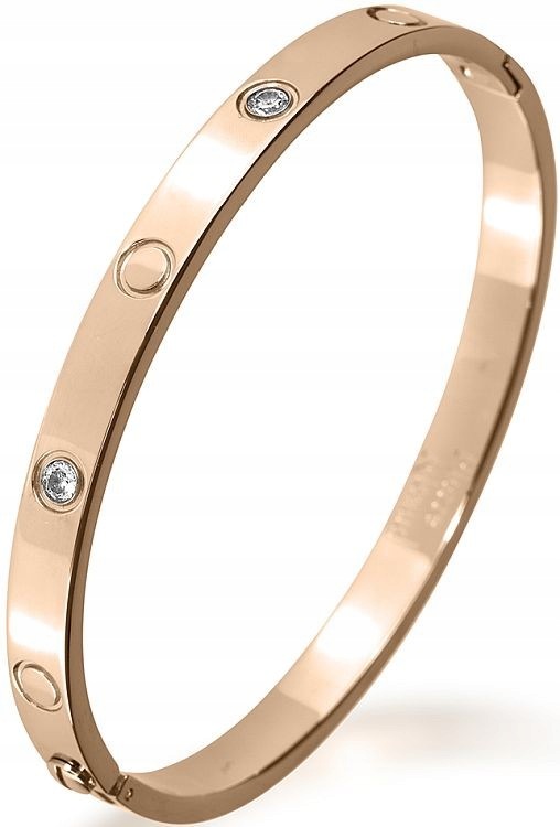 Módní Růžovo-zlatý Náramek Typu Bangle S Krystaly Pierre Ricaud PR112.9