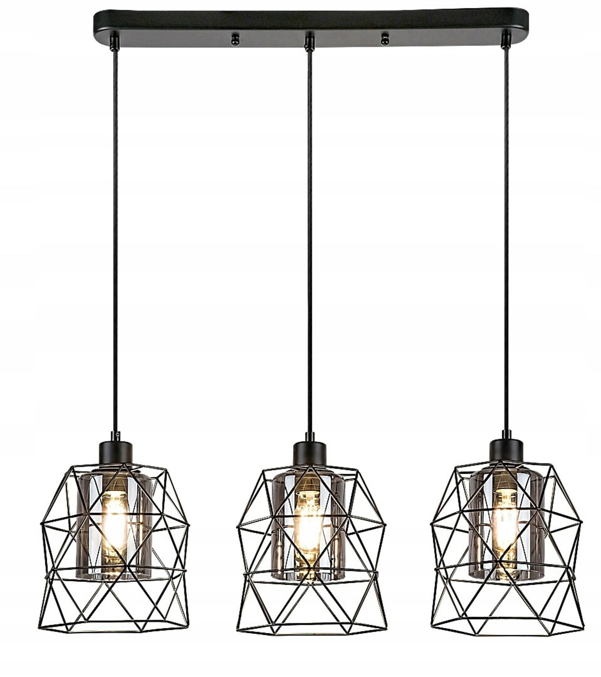 Rabalux Emrys 72113 závěsné svítidlo 3xE27, matná černá, kouřové sklo