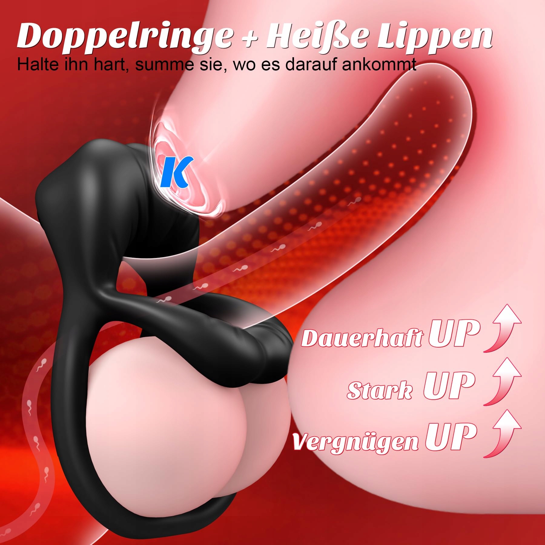 DUAL Wibrator Pierścień na Penisa z Stymulatorem dla Par 9 Wibracji — miniatura 2