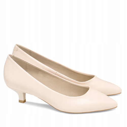 Brilu Polskie Ślubne Szpilki Na Niskim Obcasie Heidi Ecru Nude 40