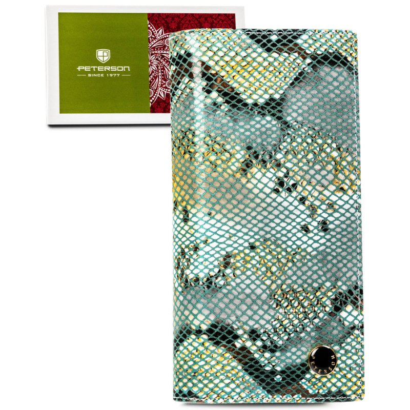 Velká vertikální dámská kožená peněženka z hadí kůže Rfid Peterson