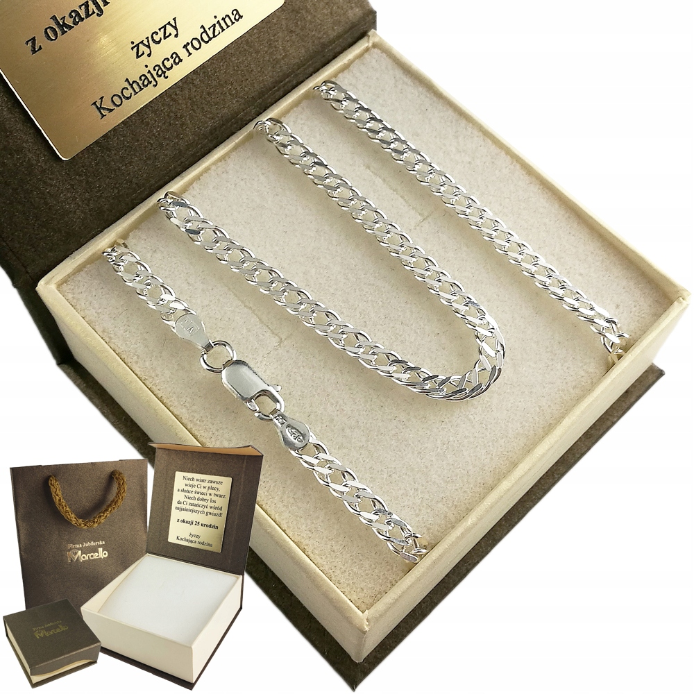

Srebrny Łańcuszek Męski Rombo Gęsty 4mm Srebro 925