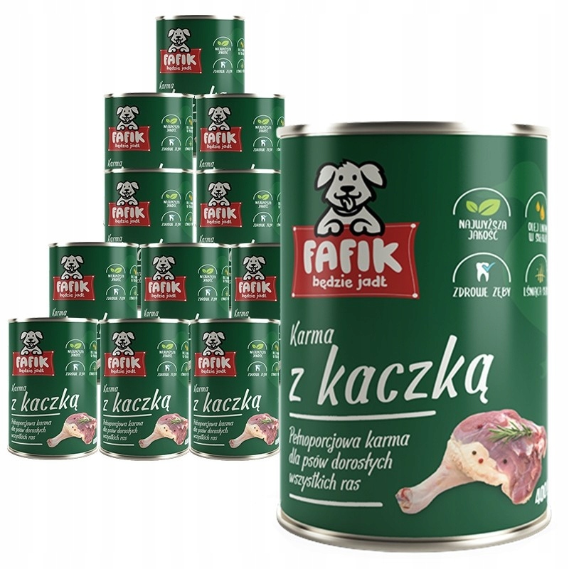 Vlhké Krmivo Pro Psa Plechovka Fafik S Kachnou 36x400G Pro Dospělé Psy