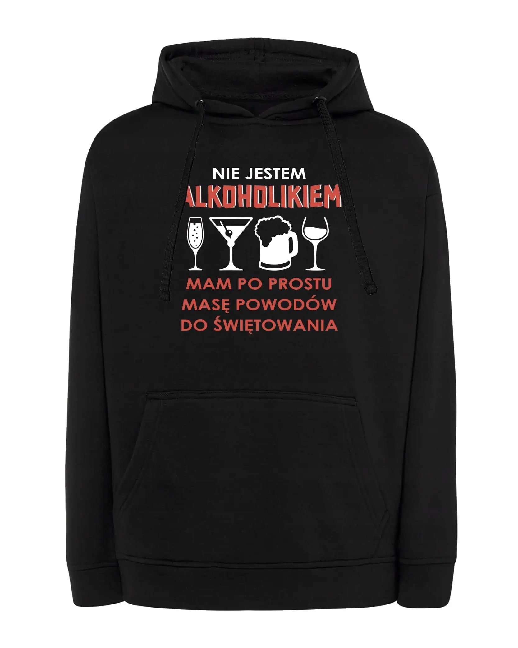 Mikina s kapucí Párty Drinky Směšná Černá M