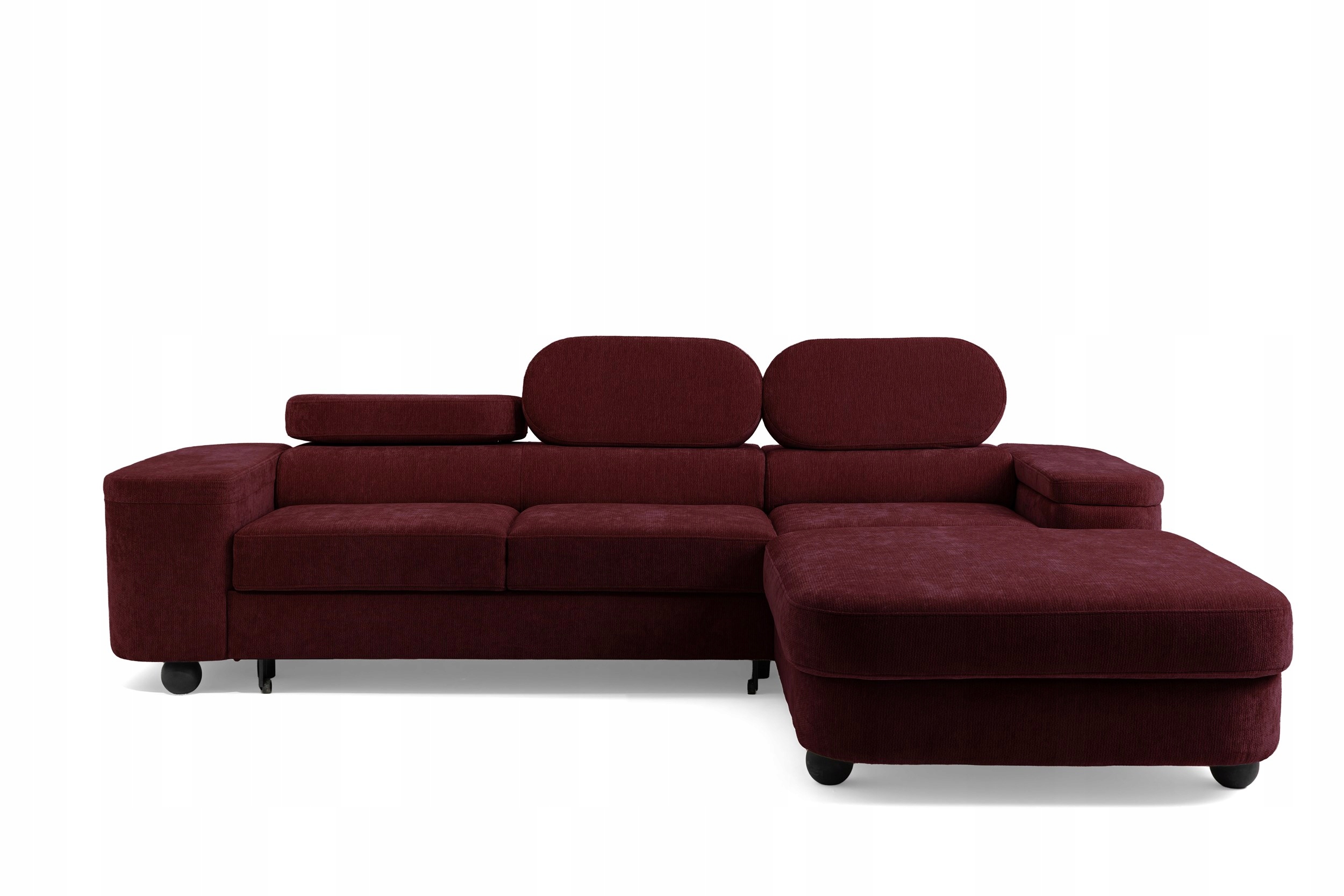 Moderní rohová sedací souprava Love Spaní Kontejner Schránky Opěrky hlavy Bordó