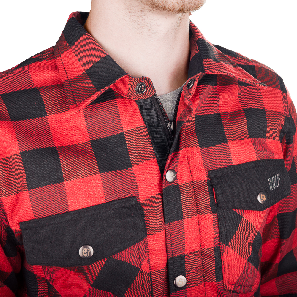 WOLF MĘSKA KOSZULA MOTOCYKLOWA Z KEVLAREM LS01 KOMPLET PROTEKTORÓW RED M Materiał tekstylia