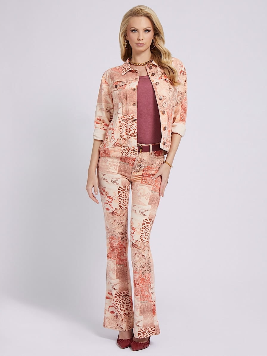 Guess Vzorované Zvonové Kalhoty Se Zipem (26/34)