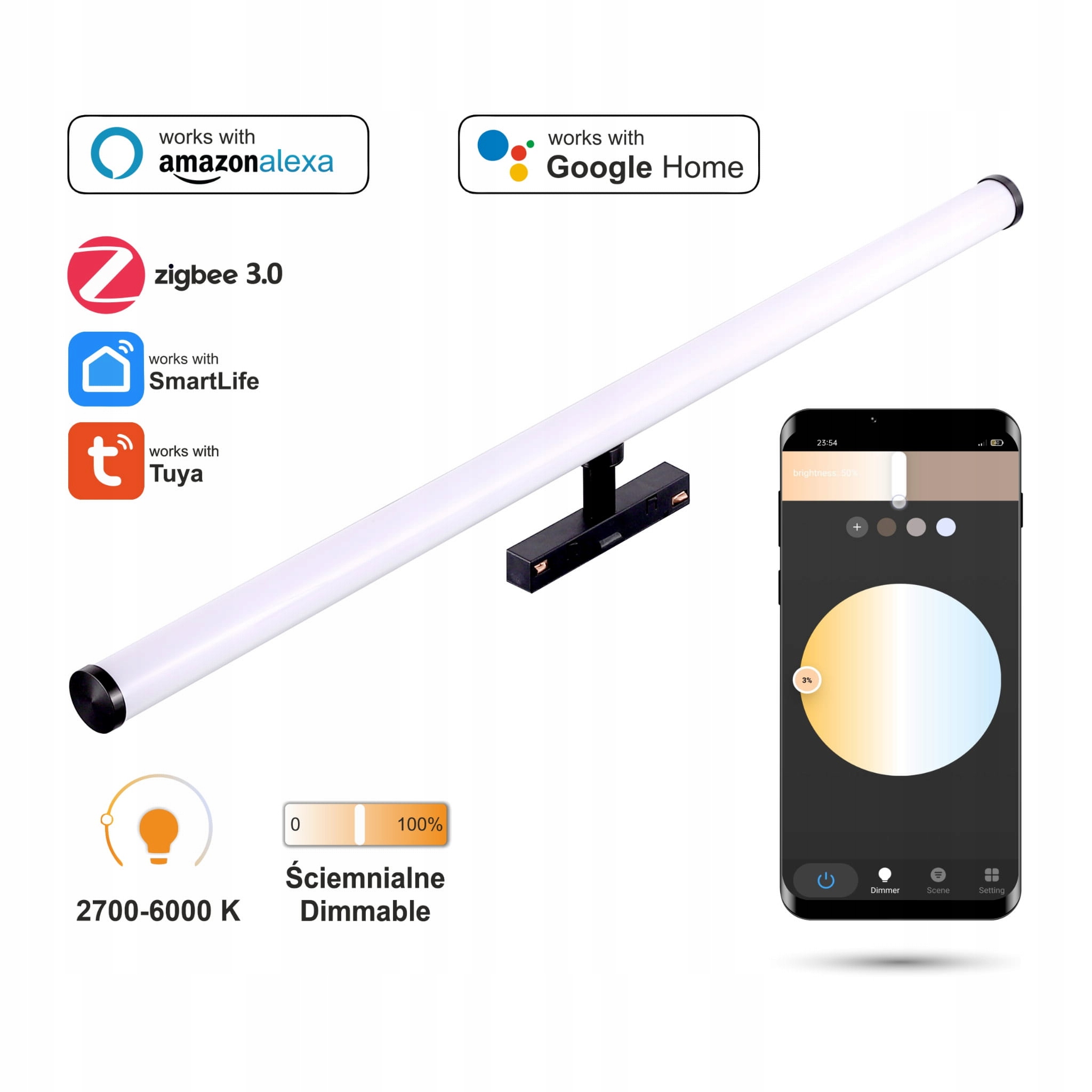 Led reflektor Zigbee Barrel 15W Smart Track 48VDC 2700-6000K