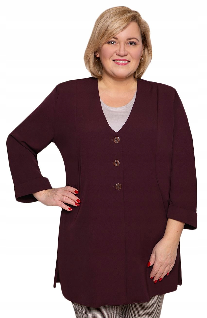 Burgundské volné sako s manžetami, velikost 50