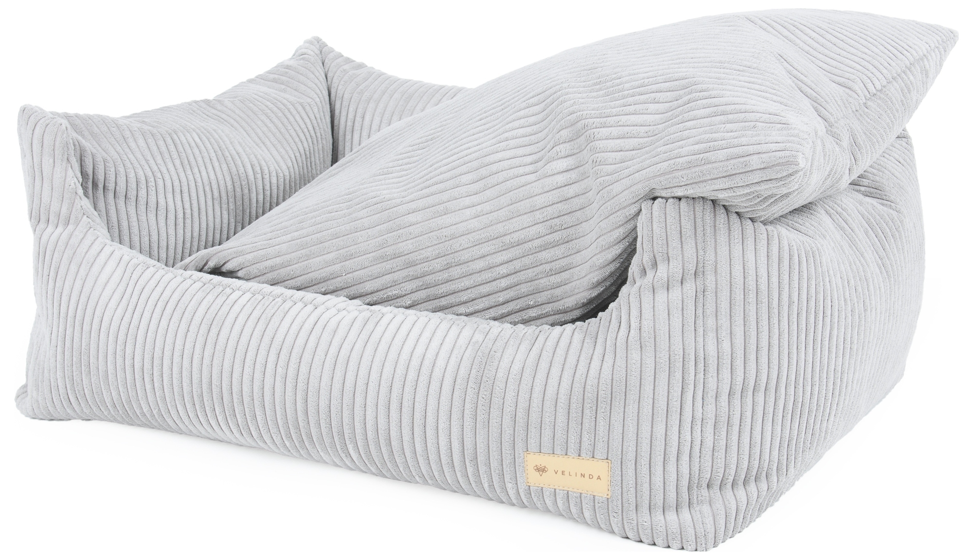 Levně Pelíšek pro psy 80x60 cm Měkká pohovka Polštář Šedý manšestr