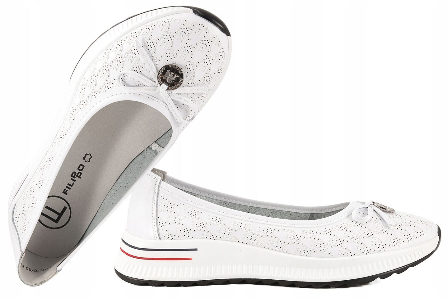 Filippo DP6718 Prolamované Sportovní Baleríny Polobotky Na Platformě Kůže 38