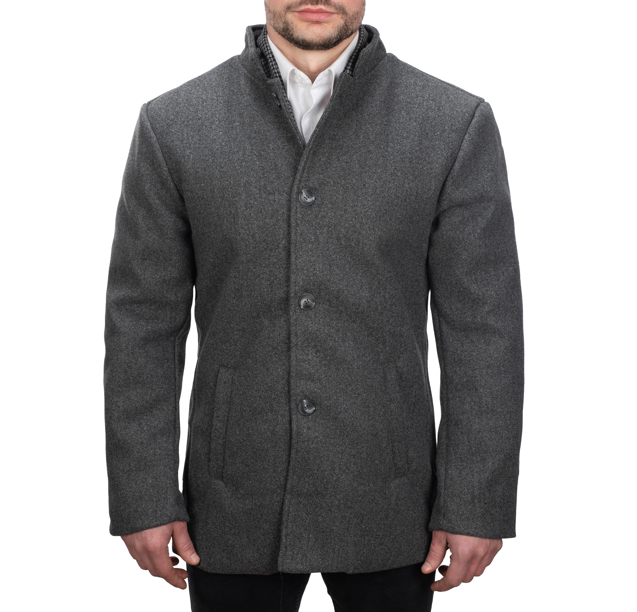 TM2402 vel. XXL Elegantní Jednořadý Pánský Zateplený Kabát