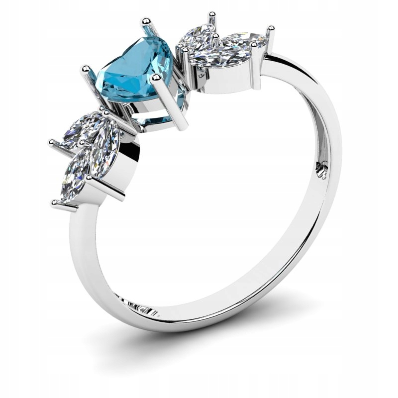 

Pierścionek Białe Złoto Z Niebieską Cyrkonią 14KR