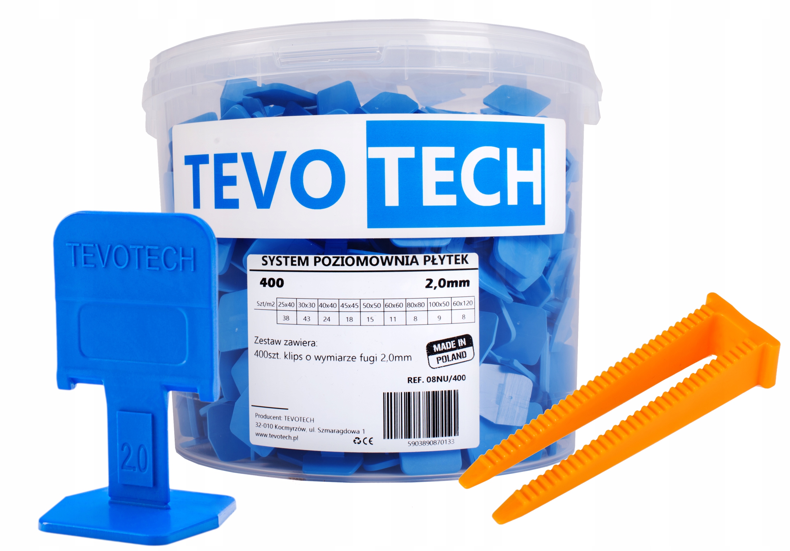 

System Poziomowania Płytek Tevotech 400+100 2,0mm