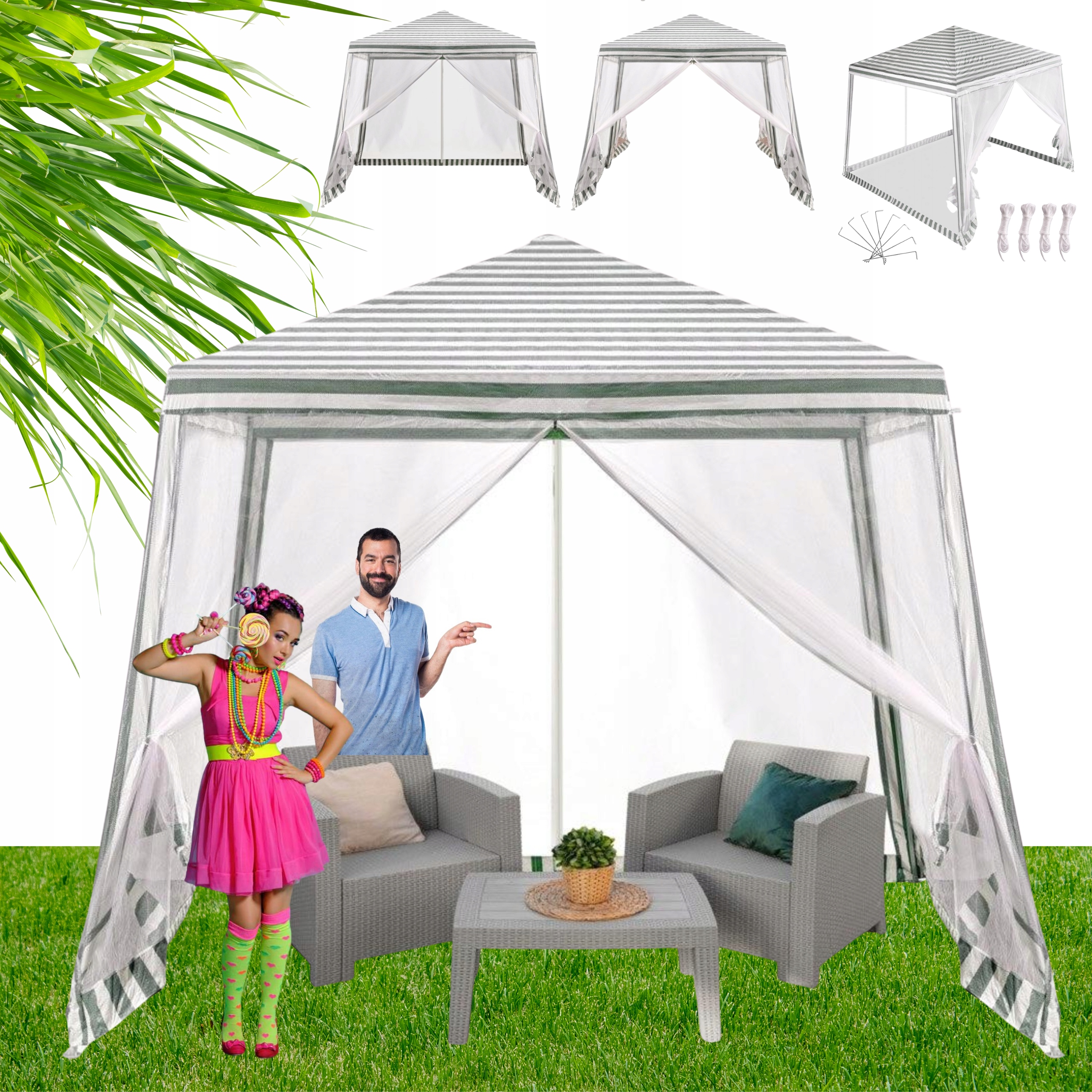 Stan Pavilon Altán 3x3m Zahradní Obchodní párty Bílý s moskytiérou