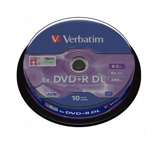 

Verbatim Dvd+r DL MKM003 Xbox+nawigacje cake 10szt