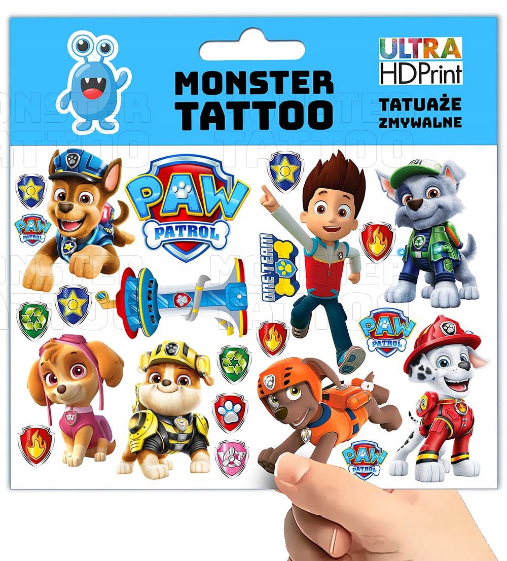 TATUAŻE ZMYWALNE TYMCZASOWE DLA DZIECI PSI PATROL WZORY ORYGINALNE Marka Inna