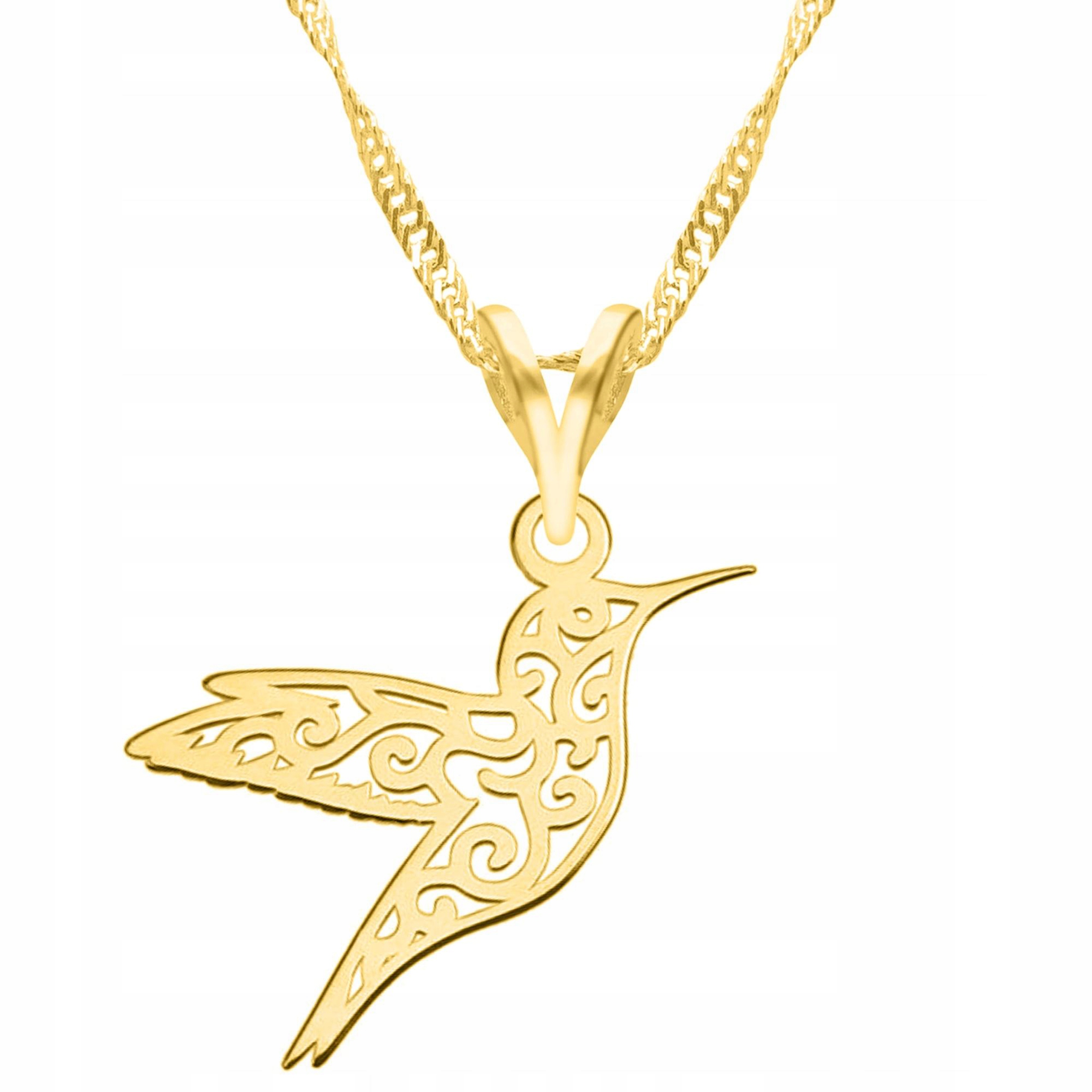 Zlatý náhrdelník s kolibříkem ptáka Kolibřík vlaštovka Stříbro 925