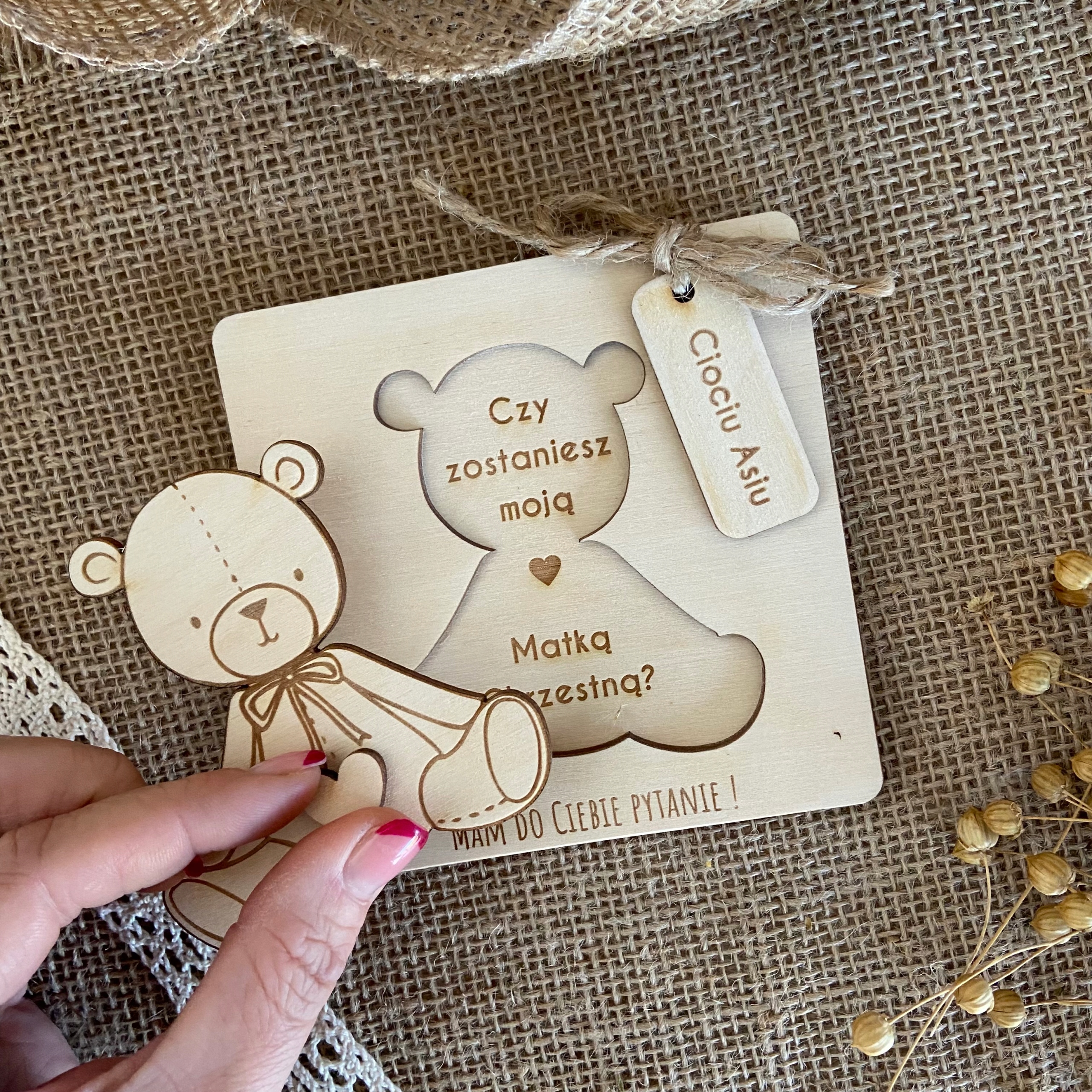 Ciociu Czy zostaniesz moją Chrzestną Zaproszenie Dla Matki Chrzestnej Kolor inny kolor