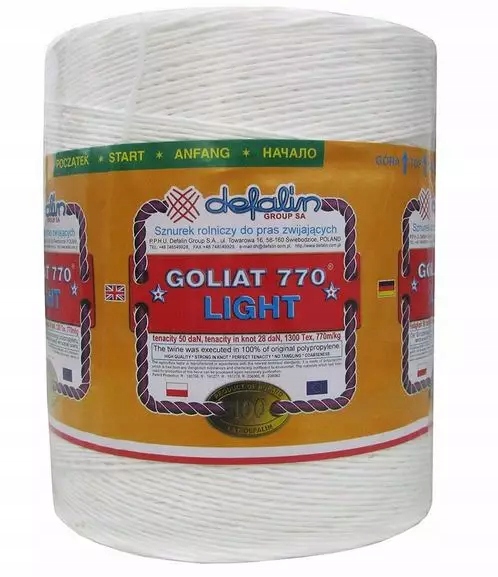Sznurek Goliat Light 770 TEX1300 3000m do pras niskiego stopnia zgniotu