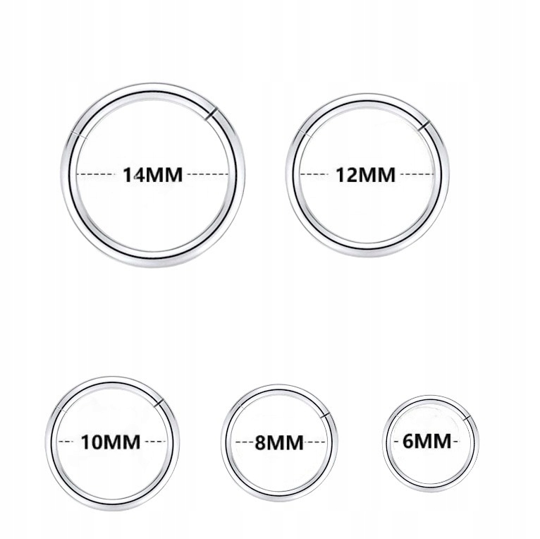 Kolczyk, Tytanowy Srebrny Clicker KÓŁKO Kółeczko - LOBE - Nostril 1,2/9 Kolor dominujący srebrny